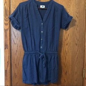 Blue Button-Up Romper